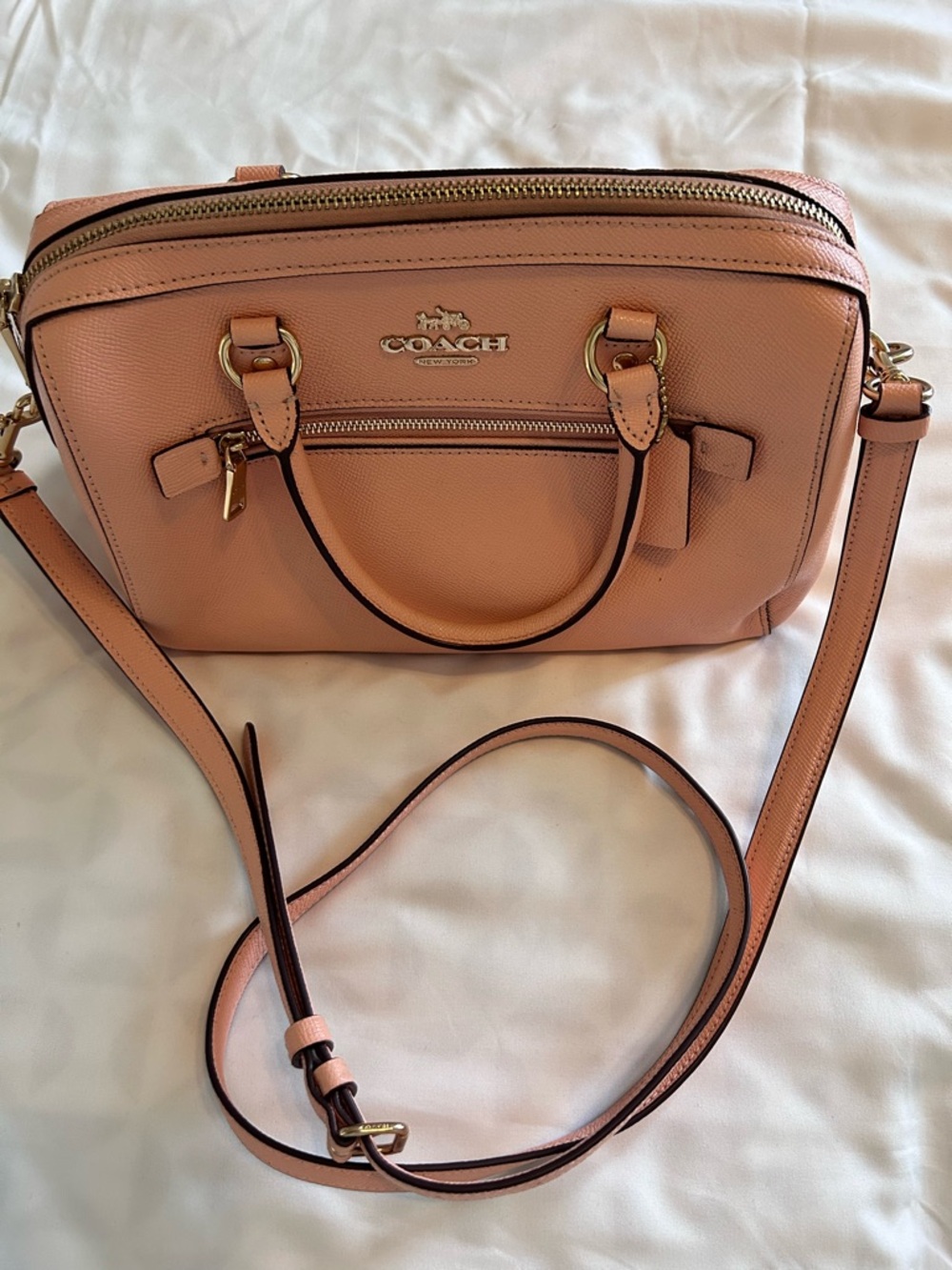 Coach Pink Pebbled Leather Crossbody Satchel